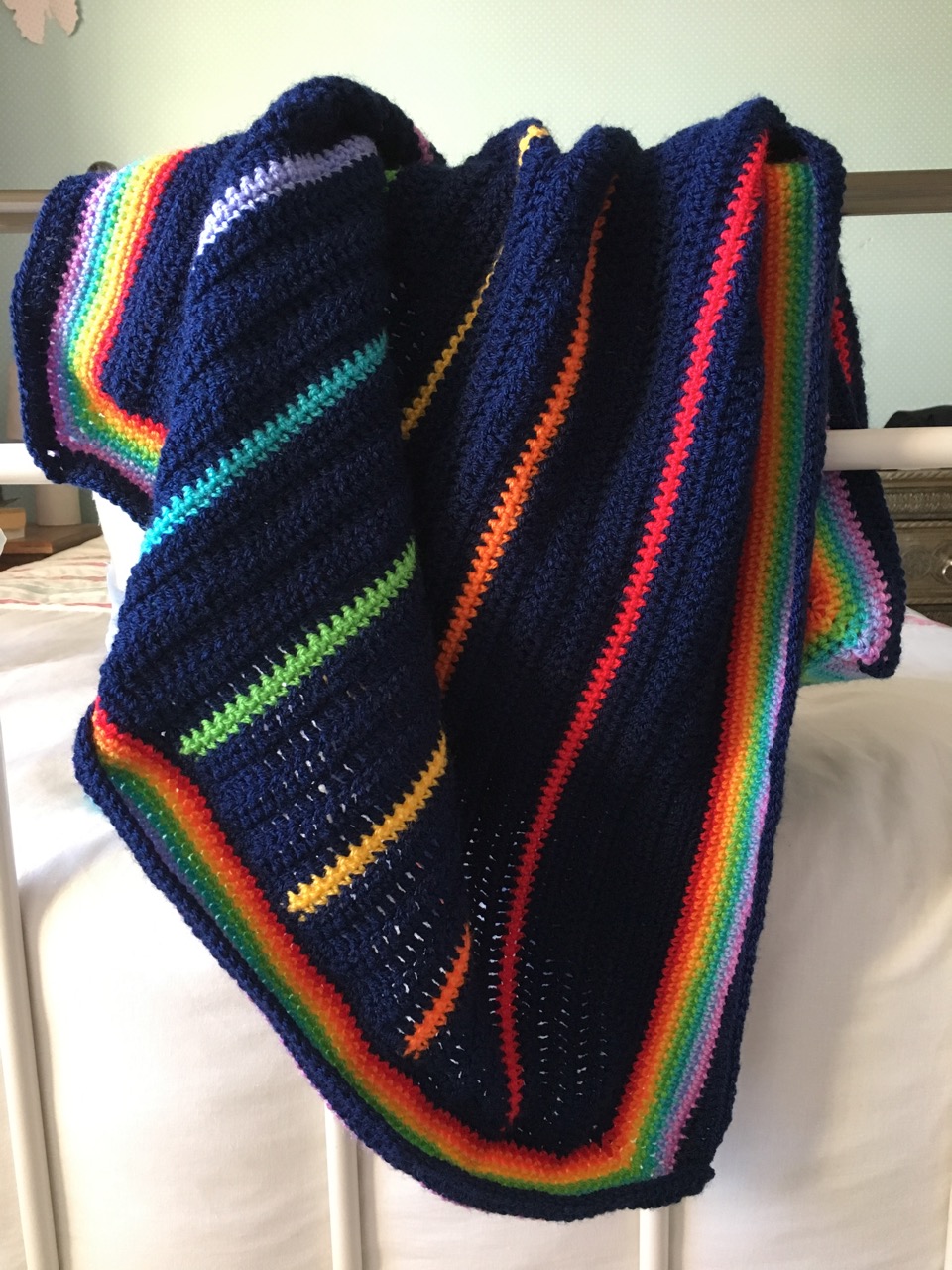 Blue Rainbow Stripe Blanket 1
